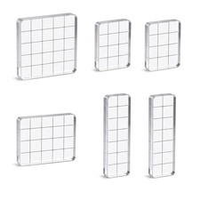 6 PCS Clear Acrylic Rubber Stamp Blocks Grid Line Card Making Scrapbooking