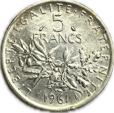 Pièce France 5 francs- semeuse · 1961 - Photo 1/2