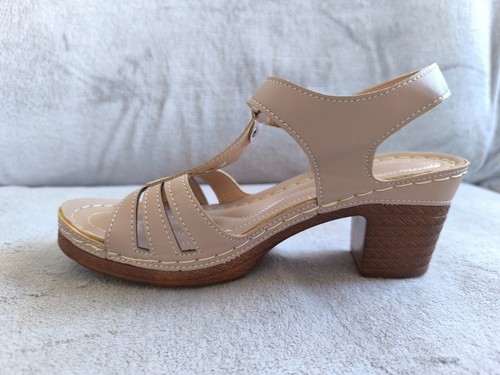 NEU Absatzschuhe beige sexy Damen Teenager Gr. 7 modern Canvas Geschenkidee Tanz - Bild 4 von 12
