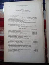 1870 Pennsylvania Train Report LEHIGH & LACKAWANNA RAILROAD Stroudsburg Coal RR