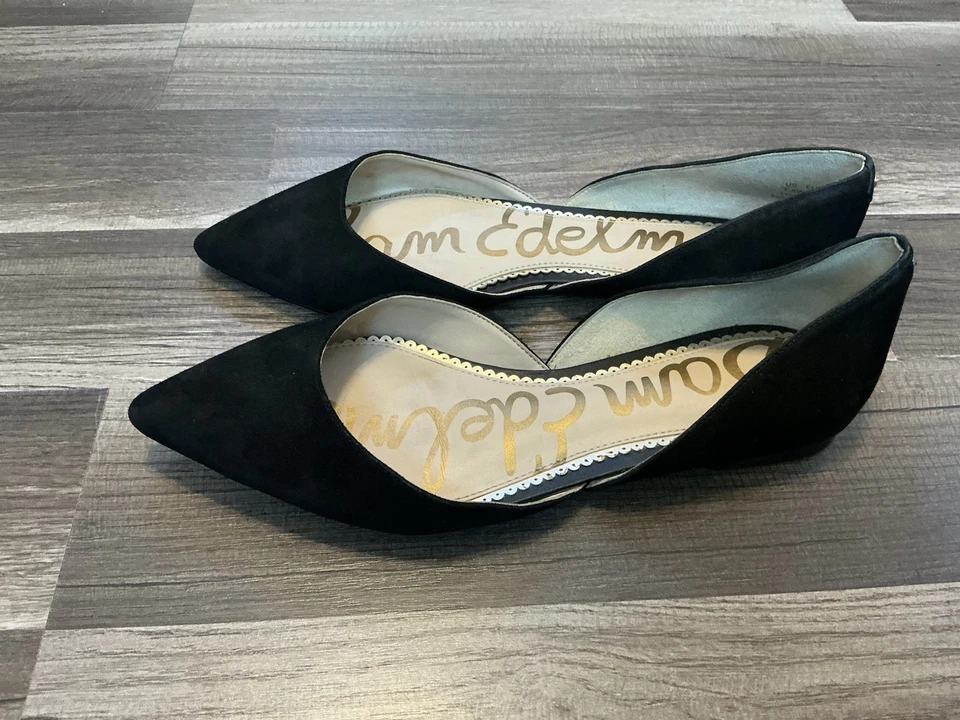Anthropology Sam Edelman Rodney Pointed D’orsy Flat 7.5W Negro Gamuza Minimalista Foto 4 de 4