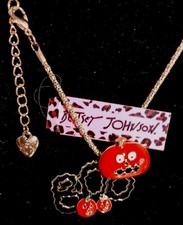 Betsey Johnson Red Boo Pumpkin Jack -O-lantern Halloween Necklace Or