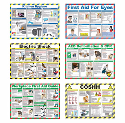 A2 ERSTE HILFE LAMINIERT GESUNDHEIT & SICHERHEIT POSTER LANGLEBIG GEFAHRENSCHILD A1