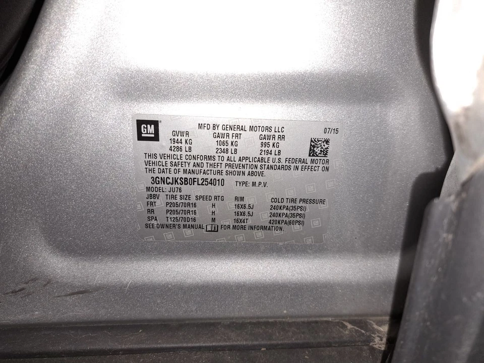 Brake Master Cylinder 2015 Trax Sku#4271777 - Image 2 of 4