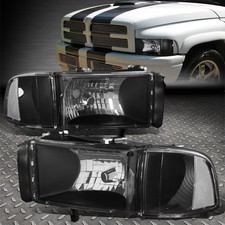 For 94-02 Dodge Ram 1500 2500 3500 Black Housing Clear Corner Headlight Lamps For 94-02 Dodge Ram 1500 2500 3500 Black Housing Clear Corner Headlight Lamps