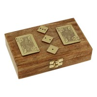 Karten- & WüRfel-Box Spiel Aus Mango-Holz/Messing 17,5 X 11,5 Cm Sea-Club