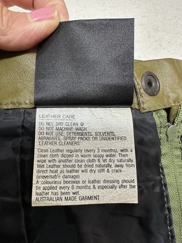 Skin To Skin Ladies Vintage Leather Skirt, Khaki Green, Size 6-8 Waist - Picture 11 of 11