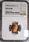 NGC MS-64 RB 1909-P Lincoln Cent, Fiery, Nearly Full-Red specimen.
