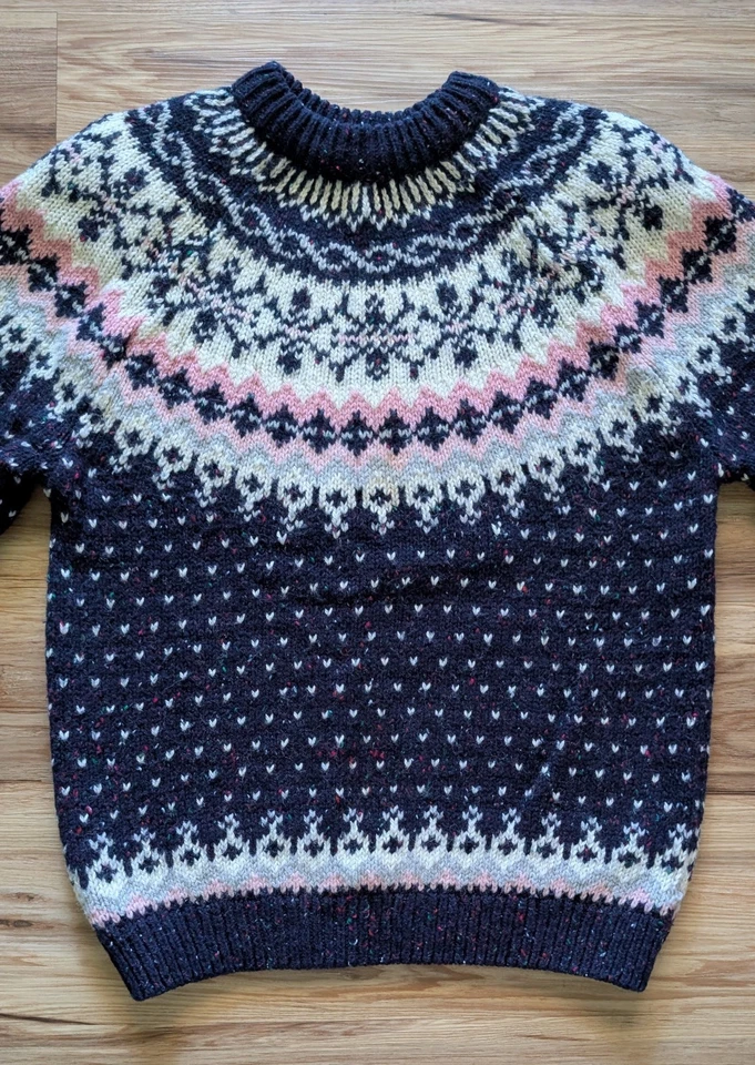 Suéter Vintage Tejido Nordic Fair Isle Para Mujer M Mezcla de Lana Invierno Vacaciones Acogedor Foto 4 de 4