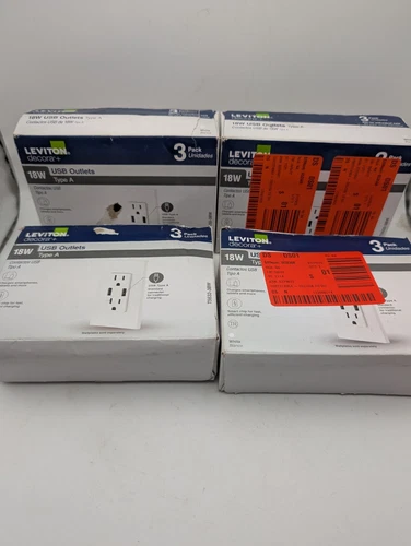 (4x 3pk Open Box) Leviton T5632 3.6A USB Charger/ Outlets 15-Amp White