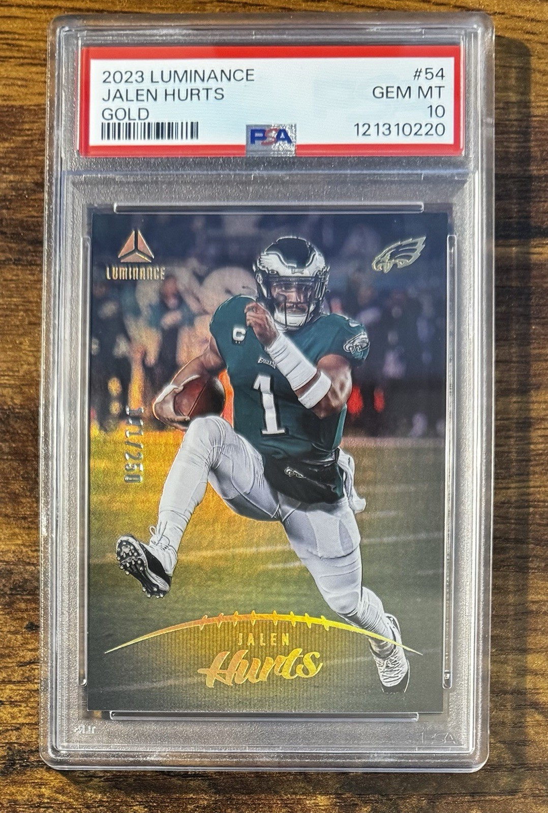 2023 Panini Luminance - Jalen Hurts #54 - Gold Parallel /250 - PSA 10 - Low POP