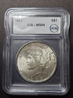 1923 Peace Silver $1 Dollar -  ICG MS 64 - Silver coin -