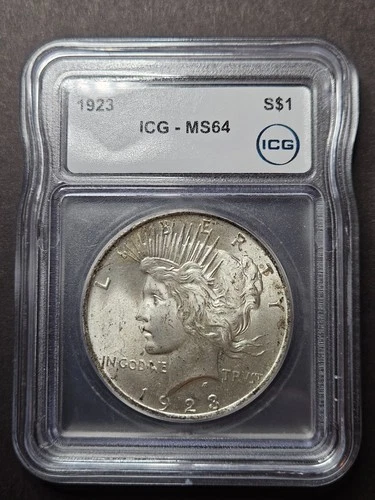 1923 Peace Silver $1 Dollar -  ICG MS 64 - Silver coin -