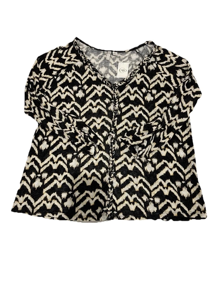 Top estampado Cato nuevo con etiquetas con detalles trenzados ~ talla ~ grande estilo Boho Free Spirit Foto 3 de 4