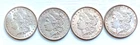 Lot of 4 1889 p Morgan Silver Dollars Higher Grade AU/EF
