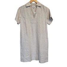 Madewell V-Neck Mini Shift Dress in 100% Linen Women's XXS Minimalist Preppy