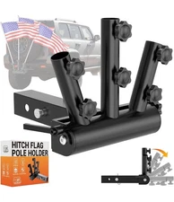 90° Adjustable Hitch Flag Pole Holder for Truck, RV, Jeep - Heavy-Duty Metal