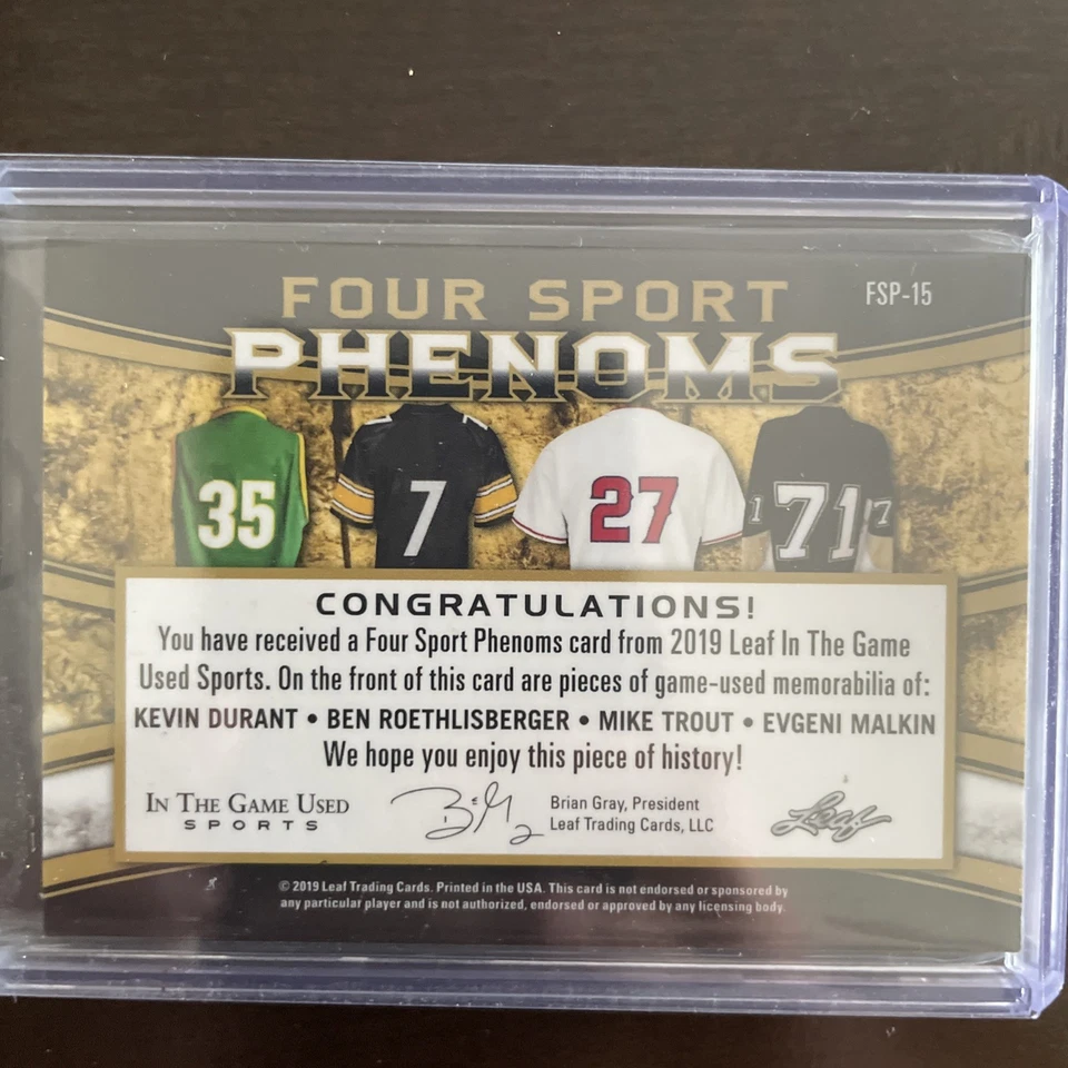 2019 Leaf Trout、Durant、Roethisberger、Malkin 洗衣标签 3/3! — 第 2/2 张图片