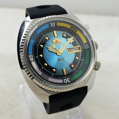 VINTAGE ORIENT SK SEA KING CRYSTAL AUTOMATIC DIVER JAPAN DAY/DATE MEN'S WATCH 