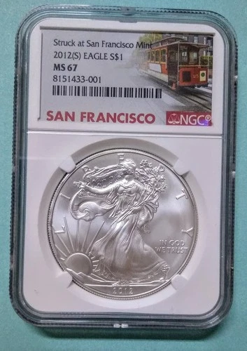 2012 S AMERICAN SILVER EAGLE  ✪  NGC MS-67 ◢  TRUSTED ✪  99.9% SILVER