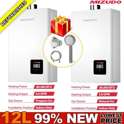#ad 3.6 GPM 80000 BTU Tankless Water Heater Propane Natural Gas Indoor Instant Hot $176.99