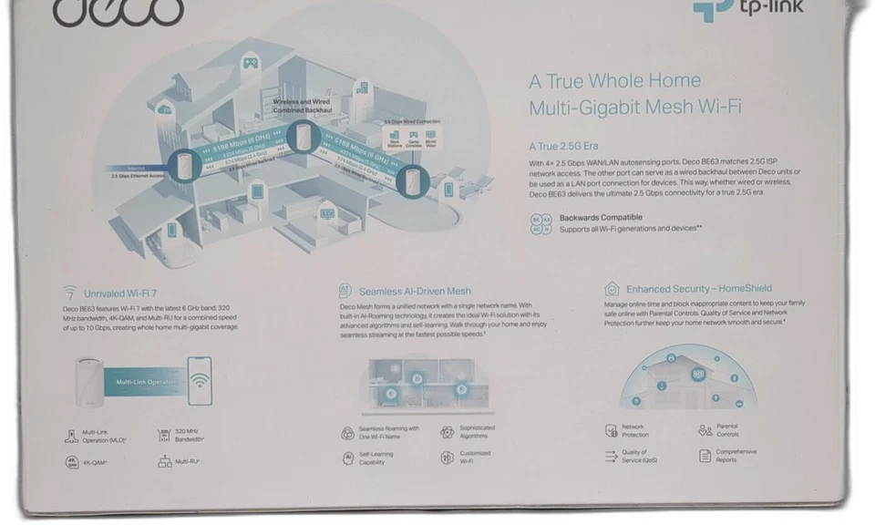 Tp-link Deco Be63 Tri-band Wifi 7 Be10000 Whole Home Mesh System - 6-stream 10 - Image 2 of 4