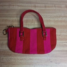 Vintage Y2K Victoria’s Secret Pink Striped  Mini Pouch Coin Purse Keychain
