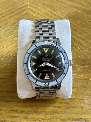 Men's Vintage Zodiac Sea Wolf Black Dial JB Champion Bracelet Automatic Watch
