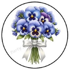 VIOLETS BOUQUET FLOWERS ENVELOPE SEALS LABELS STICKERS PARTY FAVORS