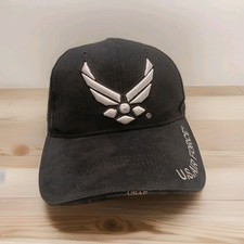 Black Deluxe US Air Force Wing Logo Low Profile Baseball Hat Cap NEW