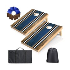 Cornhole Boards Set - Regulation Size 4x2/3x2ft Solid Wood Corn Hole Game Set...