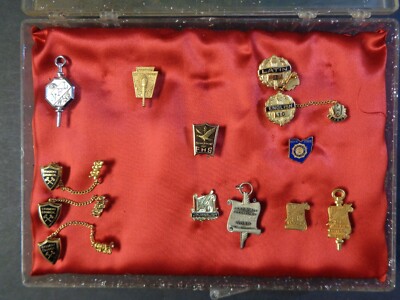 Lot of 13 Teacher School Award Pinbacks, Firestone HS, Kent State, Ohio, 1960's