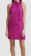 Vince Camuto Womens' Purple Halter Tie Neck Sleeveless Shift Dress Size 8