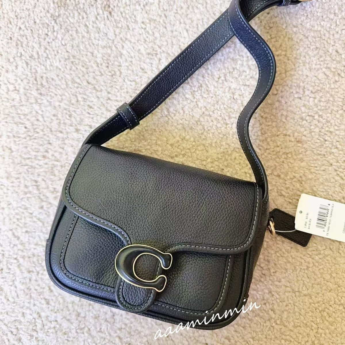 即発！COACH タビー メッセンジャー 19 CJ846 COACH Tabby Messenger 19 Crossbody Bag CJ846 Black Pebbled