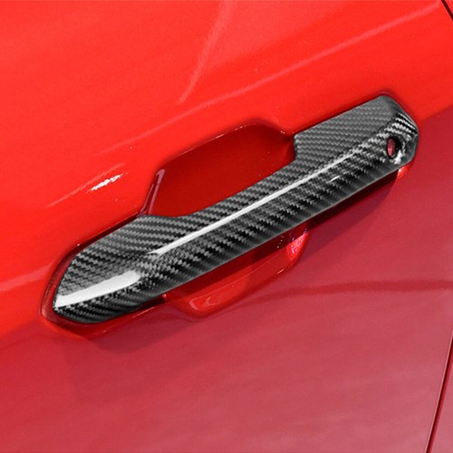 2×Real Carbon Fiber Outer Side Door Handle Panel Trim For Ford Mustang 2024-2025 - Picture 4 of 15