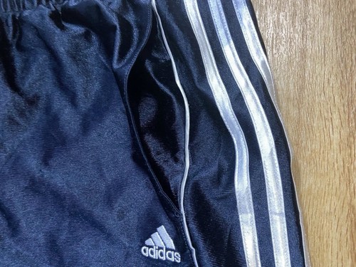 Adidas Shorts Small Black Satin Feel Three Stripes Logo Embroidered Drawstring - Picture 4 of 10