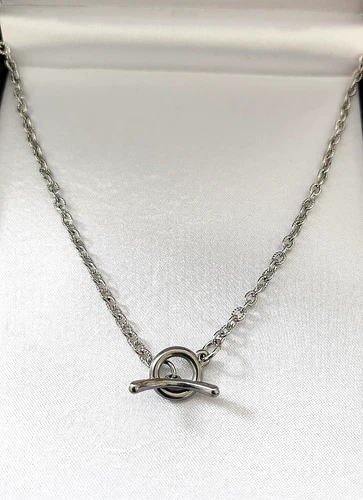 Fine Stainless Steel T Bar Toggle Embossed Cable Chain Necklace 2.85MM 16" - 24"