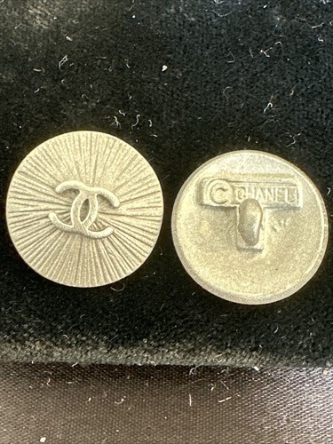 Vintage Chanel Designer 5/8" PEWTER Button C/C Logo Starburt STAMPED 4 PC Bundle - Picture 6 of 6