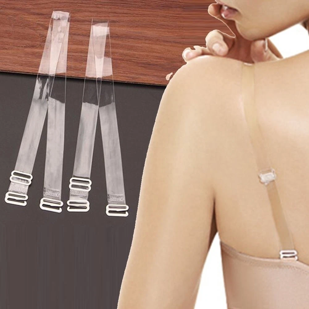 2pcs Clear Bra Straps Transparent Invisible Detachable Adjustable