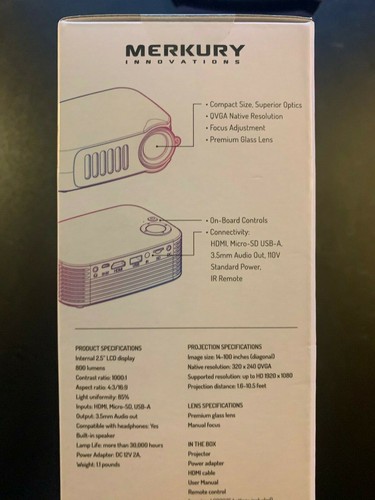 Merkury Innovations Lumense GEN Projector - MI-P001U-199 - BRAND NEW in BOX - Picture 4 of 7