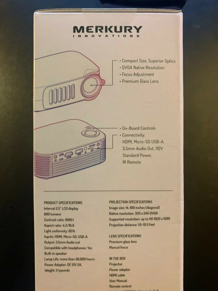 Merkury Innovations Lumense GEN Projector - MI-P001U-199 - BRAND NEW in BOX - Image 4 of 4