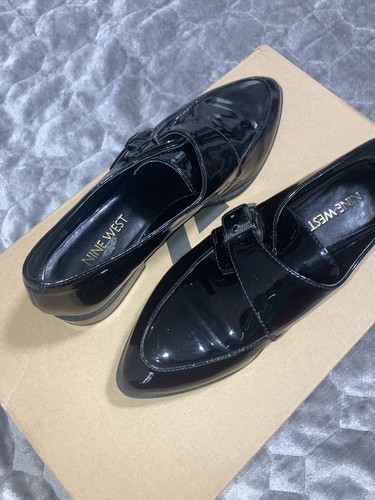 Nine West Pointed Toe Loafers Shiny Black Size 6 - Picture 12 of 13