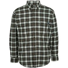 Wolverine Men's Flame Resistant Plaid Long Sleeve Twill Shirt, Expresso Plaid,