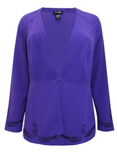 Catherines Jacket Purple Plus Size 16/18 Purple Embroidered Lightweight Womans
