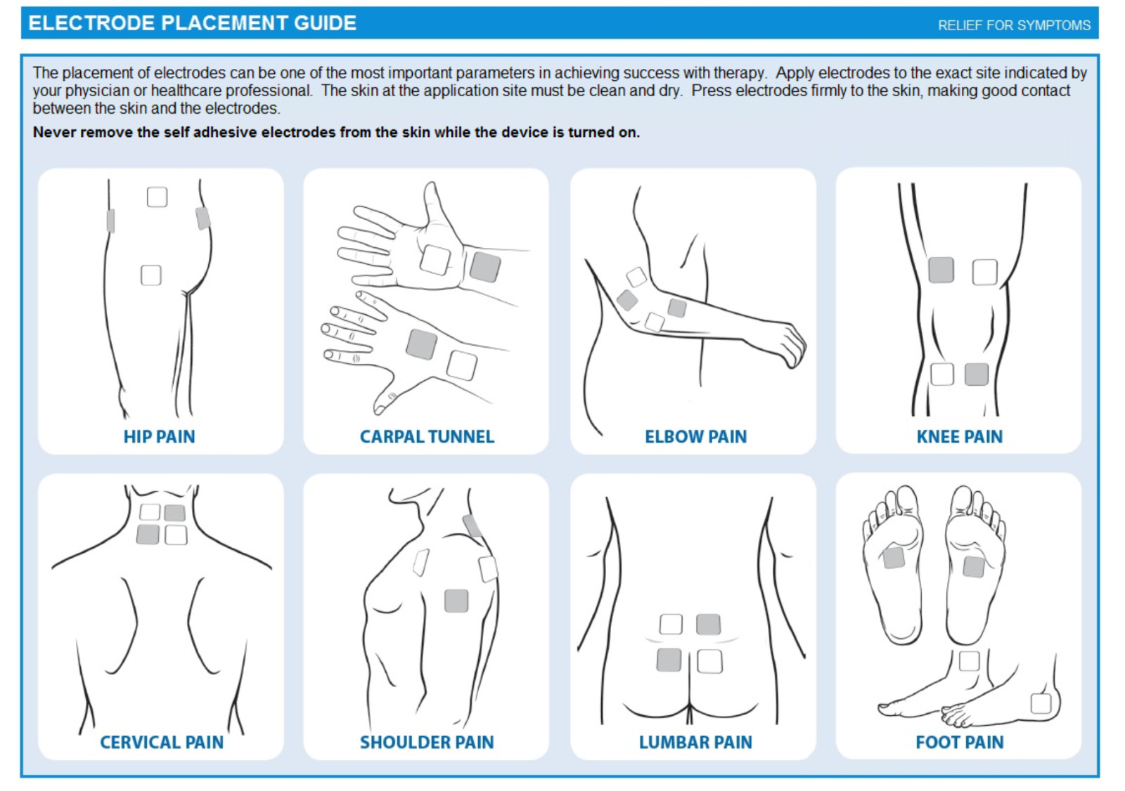 12 Multi Use Replacement Electrode Pad 2 x3.5 for Roscoe Medical TENS & EMS Unit