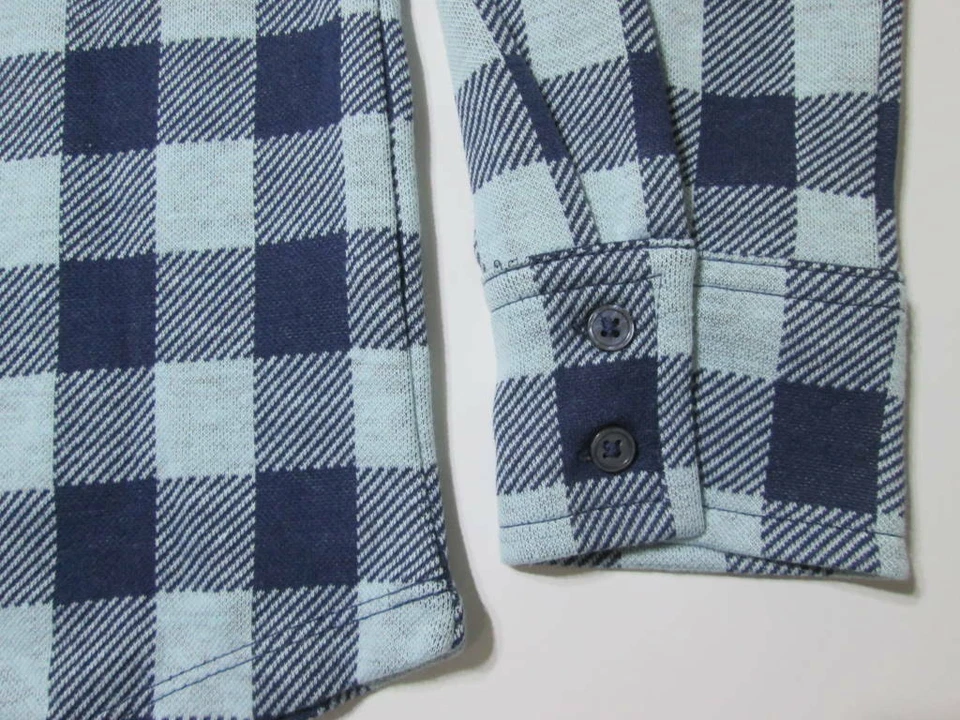 Lands' End Womens Size S Henley Shirt Navy Collared Check Button Long Sleeve - Image 3 of 4