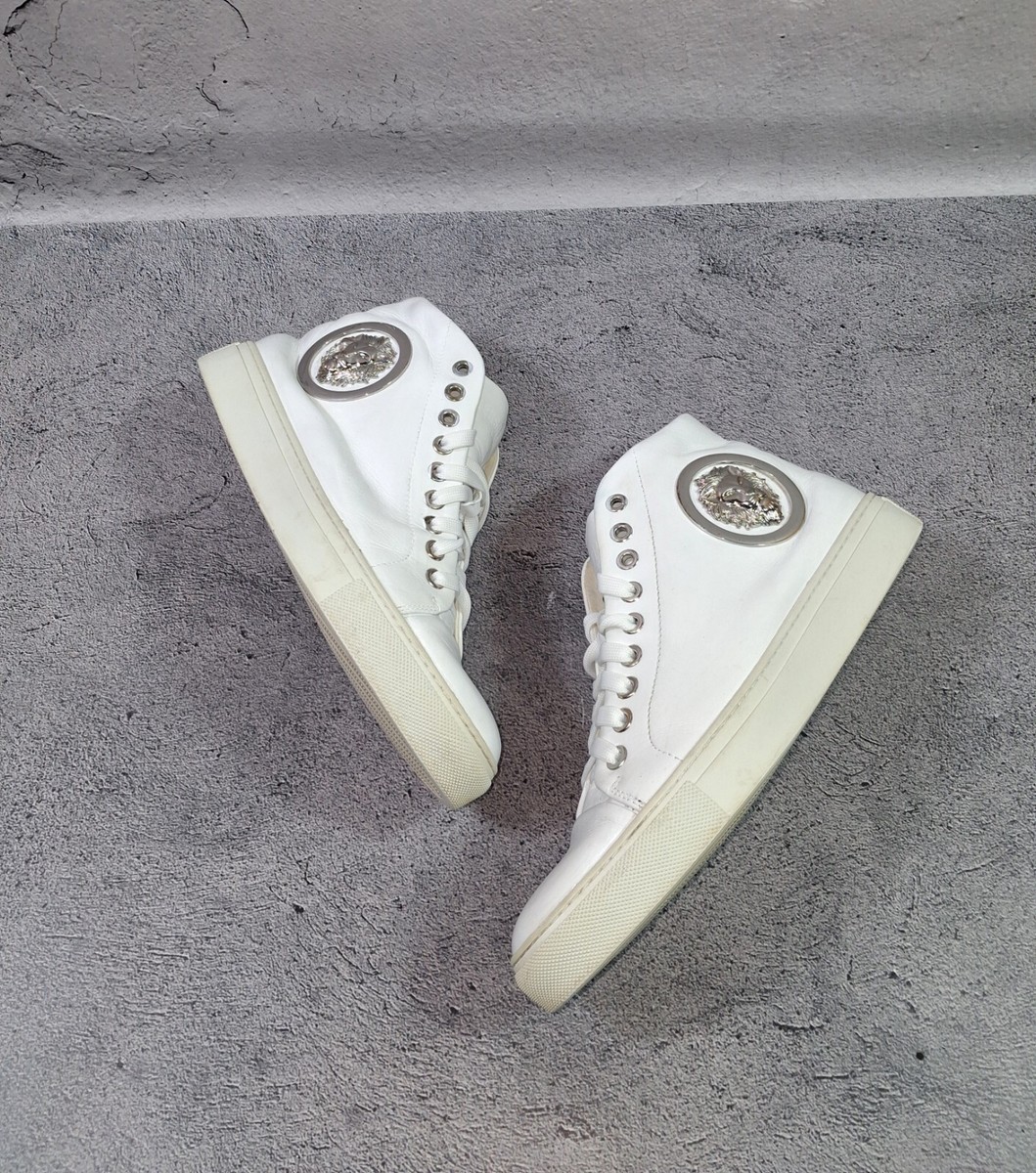 Versus Versace Lion Head High Top White Leather Sneakers 38
