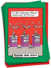 Funny Christmas Card w/ Envelope 5"x7" - Reindeer Game Shows (Nobleworks)