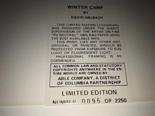 *** "WINTER CAMP" LIMITED EDITION PRINT BY DAVID HALBACH** - Picture 2 of 4
