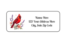 30 Red Cardinal PERSONALIZED RETURN ADDRESS LABELS 1 in X 2 5/8 GLOSSY